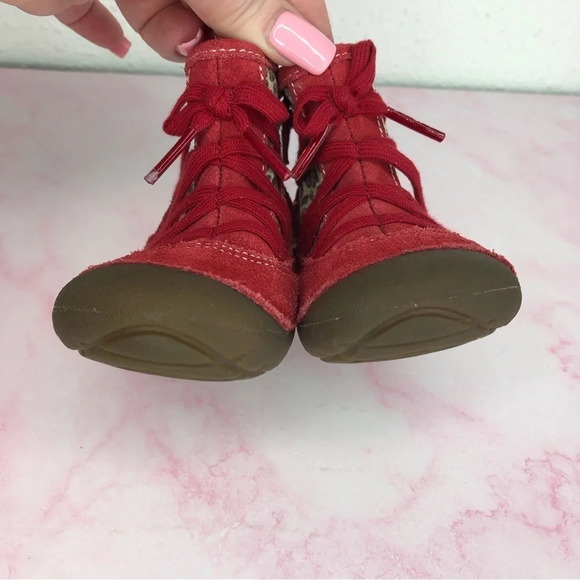 Stride Rite boots Holly leopard print and red suede side zip size 3 infant - Picture 5 of 13